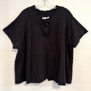 CATO Woman Black Cable Knit Cardigan, size 22/24W